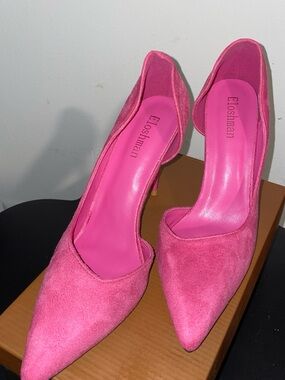 SHEIN Hot Pink Suede Pointed-Toe Heels